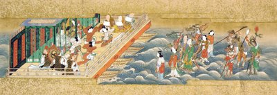 Jeden ze tří miniaturních ručních svitků zobrazujících příběh Taishokkanu od Japanese School