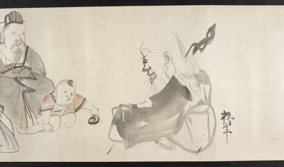 Nebo. 14872, f.30 Dva dospělí a dítě, od Yoshida Seisai (handscroll) od Japanese School