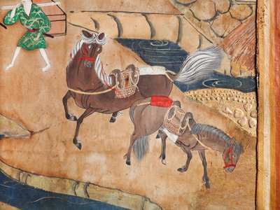 Osakazu Byobu - japonské osmipanelové skládací plátno (malba) od Japanese School