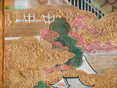 Osakazu Byobu - japonské osmipanelové skládací plátno (malba) od Japanese School