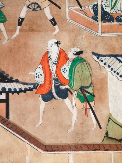 Osakazu Byobu - japonské osmipanelové skládací plátno (malba) od Japanese School