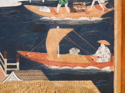 Osakazu Byobu - japonské osmipanelové skládací plátno (malba) od Japanese School