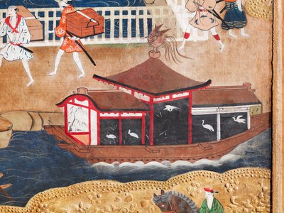 Osakazu Byobu - japonské osmipanelové skládací plátno (malba) od Japanese School