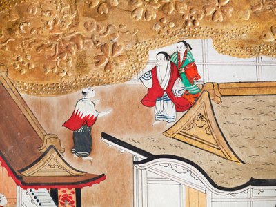 Osakazu Byobu - japonské osmipanelové skládací plátno (malba) od Japanese School