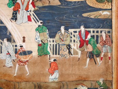 Osakazu Byobu - japonské osmipanelové skládací plátno (malba) od Japanese School