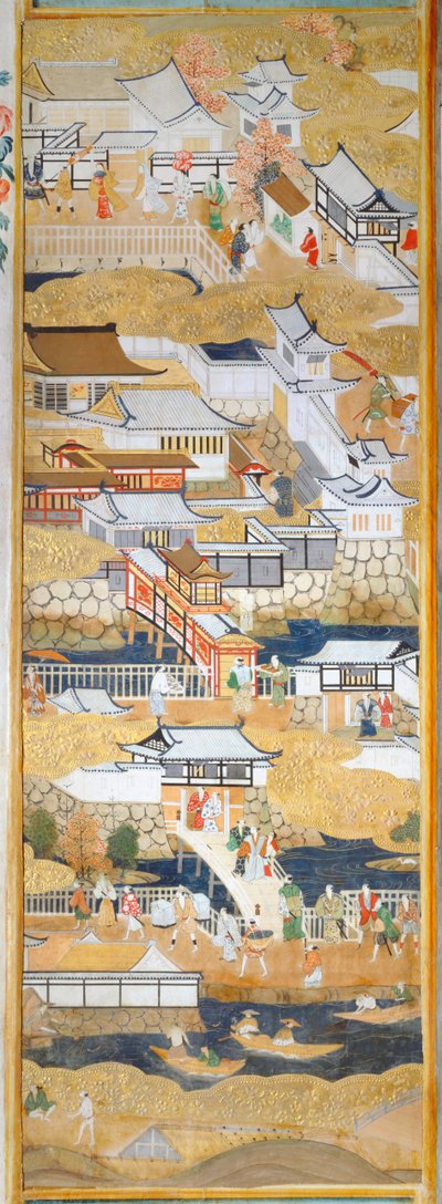 Osakazu Byobu - japonské osmipanelové skládací plátno (malba) od Japanese School