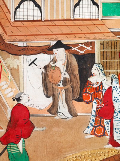 Osakazu Byobu - japonské osmipanelové skládací plátno (malba) od Japanese School
