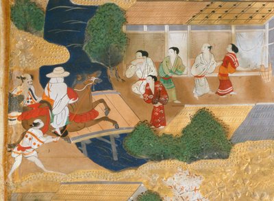 Osakazu Byobu - japonské osmipanelové skládací plátno (malba) od Japanese School