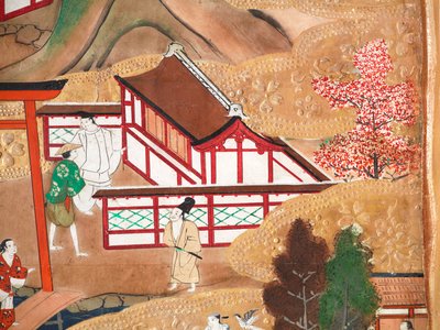 Osakazu Byobu - japonské osmipanelové skládací plátno (malba) od Japanese School
