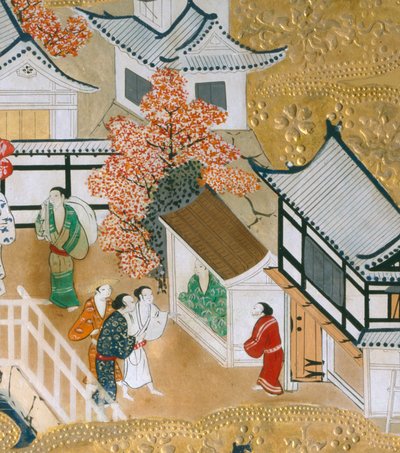 Osakazu Byobu - japonské osmipanelové skládací plátno (malba) od Japanese School