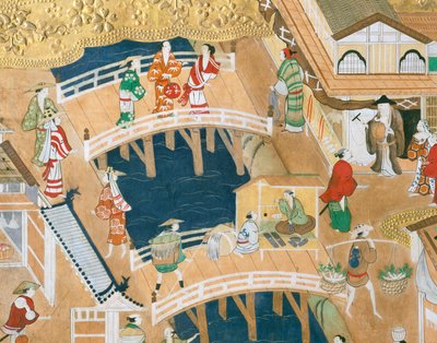 Osakazu Byobu - japonské osmipanelové skládací plátno (malba) od Japanese School
