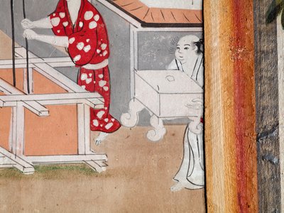 Osakazu Byobu - japonské osmipanelové skládací plátno (malba) od Japanese School