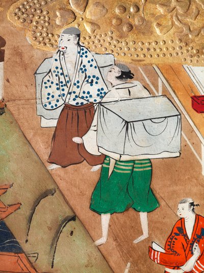 Osakazu Byobu - japonské osmipanelové skládací plátno (malba) od Japanese School