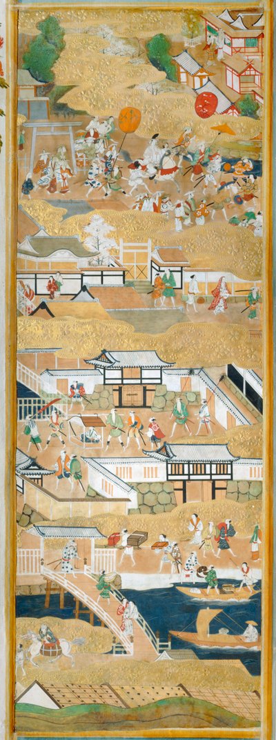 Osakazu Byobu - japonské osmipanelové skládací plátno (malba) od Japanese School