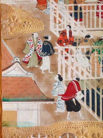 Osakazu Byobu - japonské osmipanelové skládací plátno (malba) od Japanese School