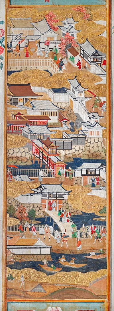 Osakazu Byobu - japonské osmipanelové skládací plátno (malba) od Japanese School