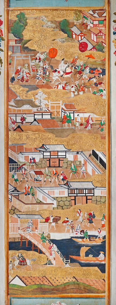 Osakazu Byobu - japonské osmipanelové skládací plátno (malba) od Japanese School