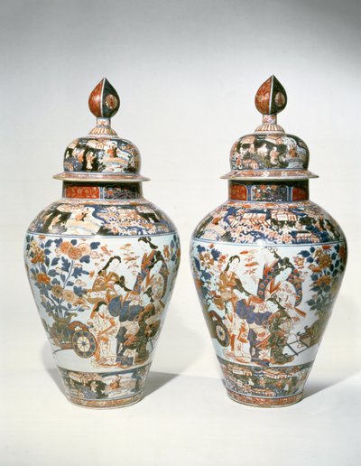 Pár balusterových váz a krytů Imari (keramické) od Japanese School