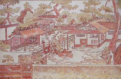 Plán čajové zahrady, konec 19. století (barva lito) od Japanese School
