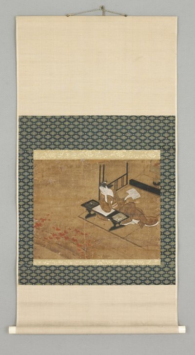 Sedící ženská postava, začátek 18. století (akvarel se slonovinovými knoflíky) od Japanese School