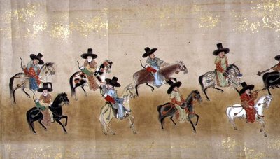 Šesté korejské velvyslanectví v Japonsku v Meireki 1 v době nástupnictví Tokugawa Ietsuny v roce 1651, pravděpodobně Kano Masunobu (1625-94) (svitkový obraz) od Japanese School