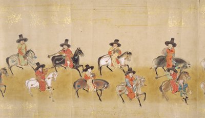 Šesté korejské velvyslanectví v Japonsku v Meireki 1 v době nástupnictví Tokugawa Ietsunas v roce 1651, pravděpodobně Kano Masunobu (1625-94) (svitek) (detail) od Japanese School