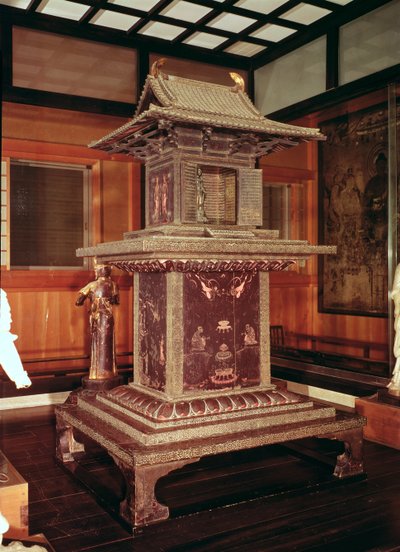 Svatyně Tamamushi z chrámu Horyu Ji, zobrazující příběh Buddhy v předchozí inkarnaci, kolem roku 650 od Japanese School
