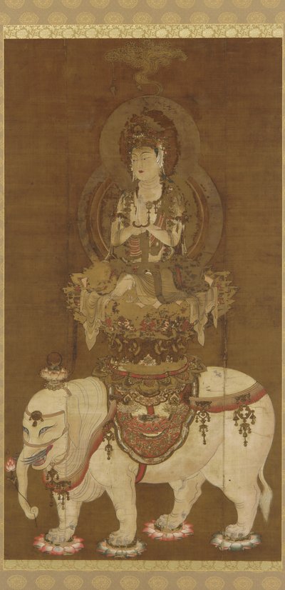Bódhisattva - Fugen (Fugen Bosatsu) Heian období (inkoust, zlato a stříbro na hedvábí) od Japanese School