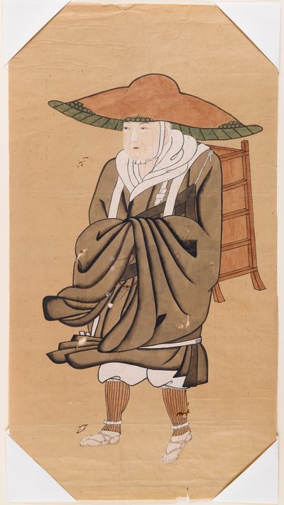 Čínský buddhistický poutník Hsuan-Tsang (inkoust na papíře) od Japanese School