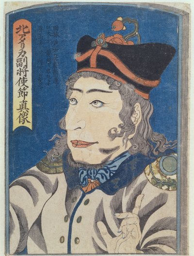 Severoamerický generál Adjutant Adams, asi 1854 (barevný dřevoryt) od Japanese School