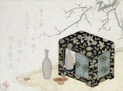 Piknikový koš (barevný dřevěný tisk) od Japanese School