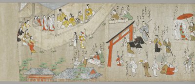 Svitky svatyně Tenjin (jeden z páru) (detail), škola Tosa, 17. století (inkoust, barva & gofun na papíře) (viz také 5846316) od Japanese School
