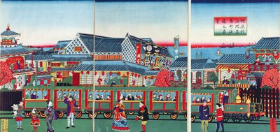 Vlak v Jokohamě, 2. polovina 19. století od Japanese School