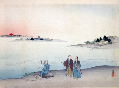 Dva muži jdoucí u jezera, c. 1870 od Japanese School