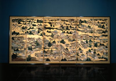 Pohledy v Kjótu a okolí, období Edo, cca 1616-24 (inkoust, barva a plátkové zlato na papíře) od Japanese School