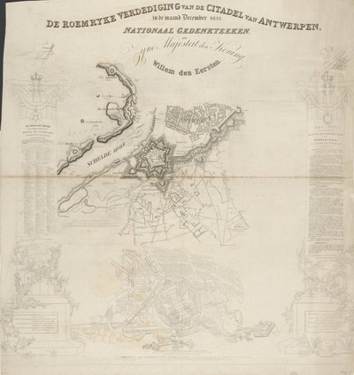 Roemrykova obrana antverpské citadely v prosinci 1832. Národní památník Jeho Veličenstvu králi Willemu den Eerstemu (titul na předmětu) od Ja.s Wyld