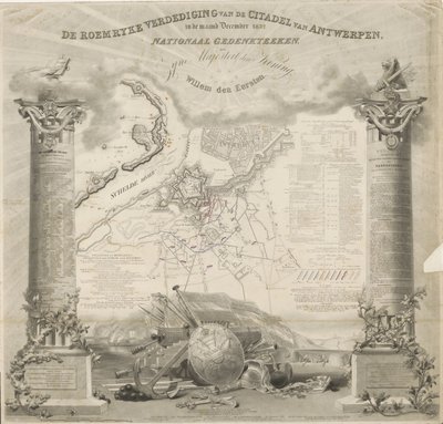 Roemrykova obrana antverpské citadely v prosinci 1832. Národní památník Jeho Veličenstvu králi Willemu den Eerstemu (titul na předmětu) od Ja.s Wyld