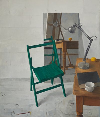 Interiér ateliéru, 2016 (olej na plátně) od Jason Line