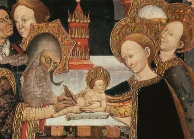 Obřízka Páně. Detail oltářního obrazu ctnosti Jaume FERRER II, katalánská škola od Jaume Ferrer