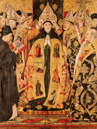"" Zasvěcení sv. Augustina z Hrocha "" Oltářní obraz sv. Augustina. Detrempe na dřevě od Jaume Hugueta (1415-1492). 1466-1475. Z kostela svatého Augustina v Barceloně. od Jaume Huguet