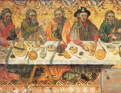 Svatá večeře, detail skupiny apoštolů od Jaume the elder Ferrer