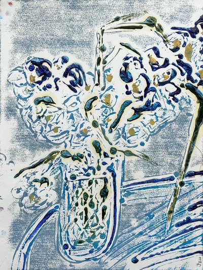 Fleur De Sel No. 02 Blue Carmel Monotyp, 2021 (olej na papíře) od Jay Batlle