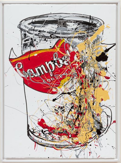Plechovka na polévku 6 Campbells, 2019 (malba a tuš na plátně) od Jay Batlle