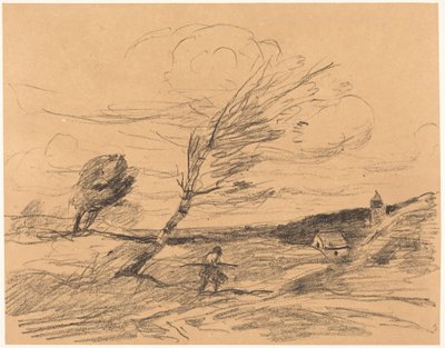 Poryv větru (Náraz větru) od Jean-Baptiste-Camille Corot
