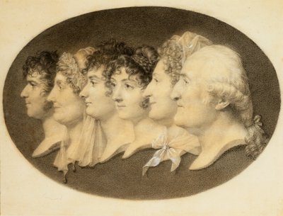 Profilový portrét Augustina a jeho rodiny od Jean Baptiste Jacques Augustin