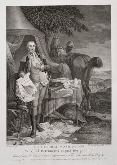 Generál Washington, Aby republika neutrpěla nějaké škody, vyryl Noël Le Mire (1724-1801), c. 1785 (rytina) od Jean Baptiste (after) Le Paon