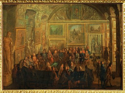 Pohled na Salon de Diane v Louvru;zasedání Akademie malířství ... od Jean-Baptiste (after) Martin