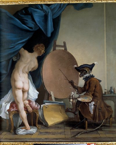 Malíř opice. Olej na plátně, 0,89 x 0,62 m. - Malířská opice. Obraz Jean Baptiste Deshays (1729 - 1765) od Jean Baptiste Deshays