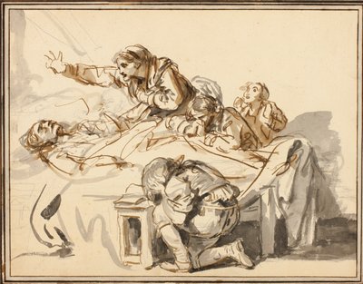 Ženy a děti oplakávají mrtvého muže od Jean-Baptiste Greuze