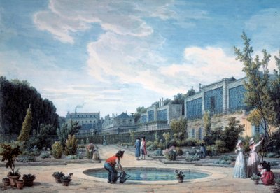 Pohled na Královu zahradu (současná zahrada rostlin). Litografie Jean Baptiste Hilaire (1753-1822) 1794 Paříž, B.N. od Jean Baptiste Hilaire